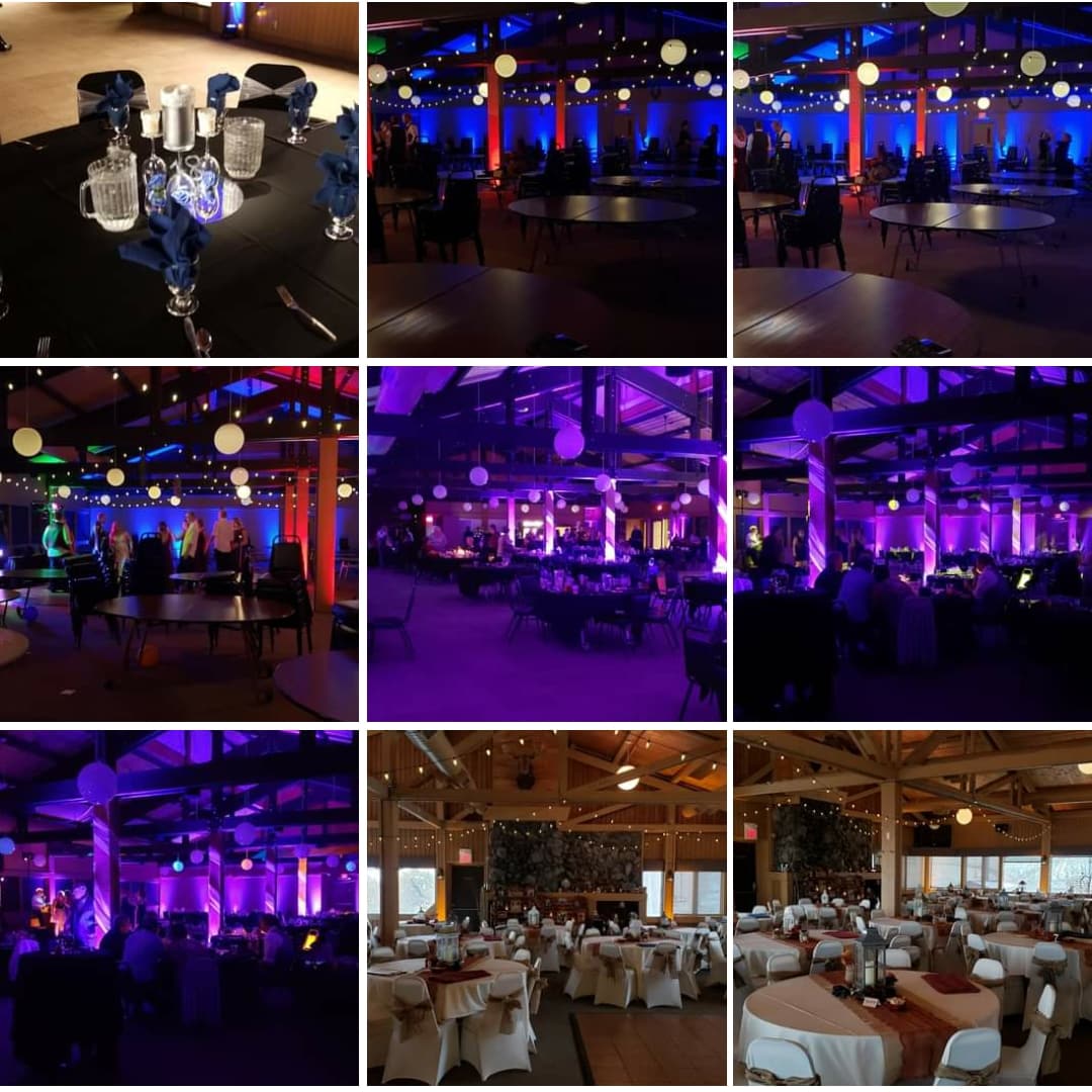 Spirit Mountain wedding lighting by Duluth Event Lighting.