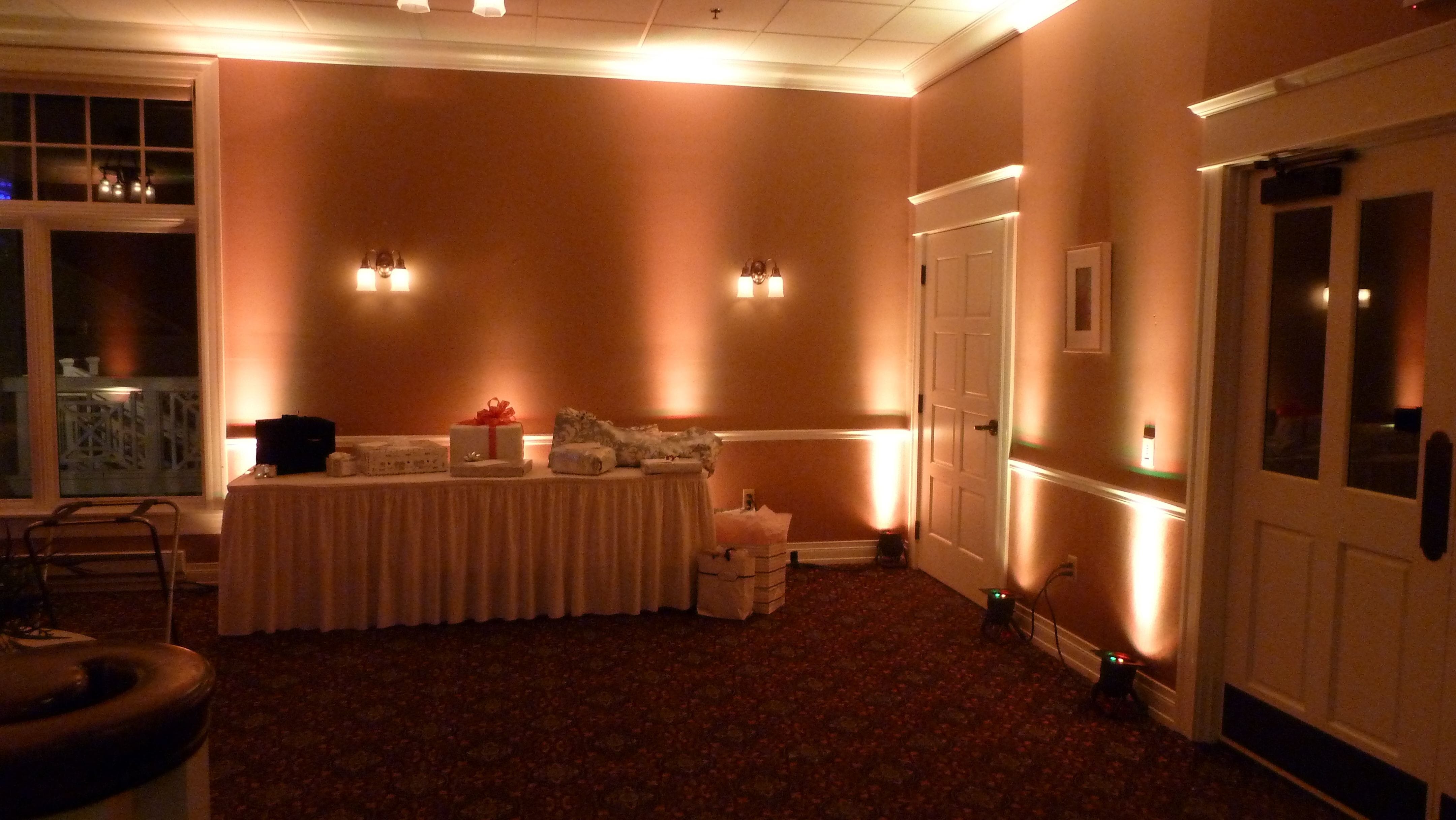 Northland Country Club wedding. Up lighting in a blush pink.
