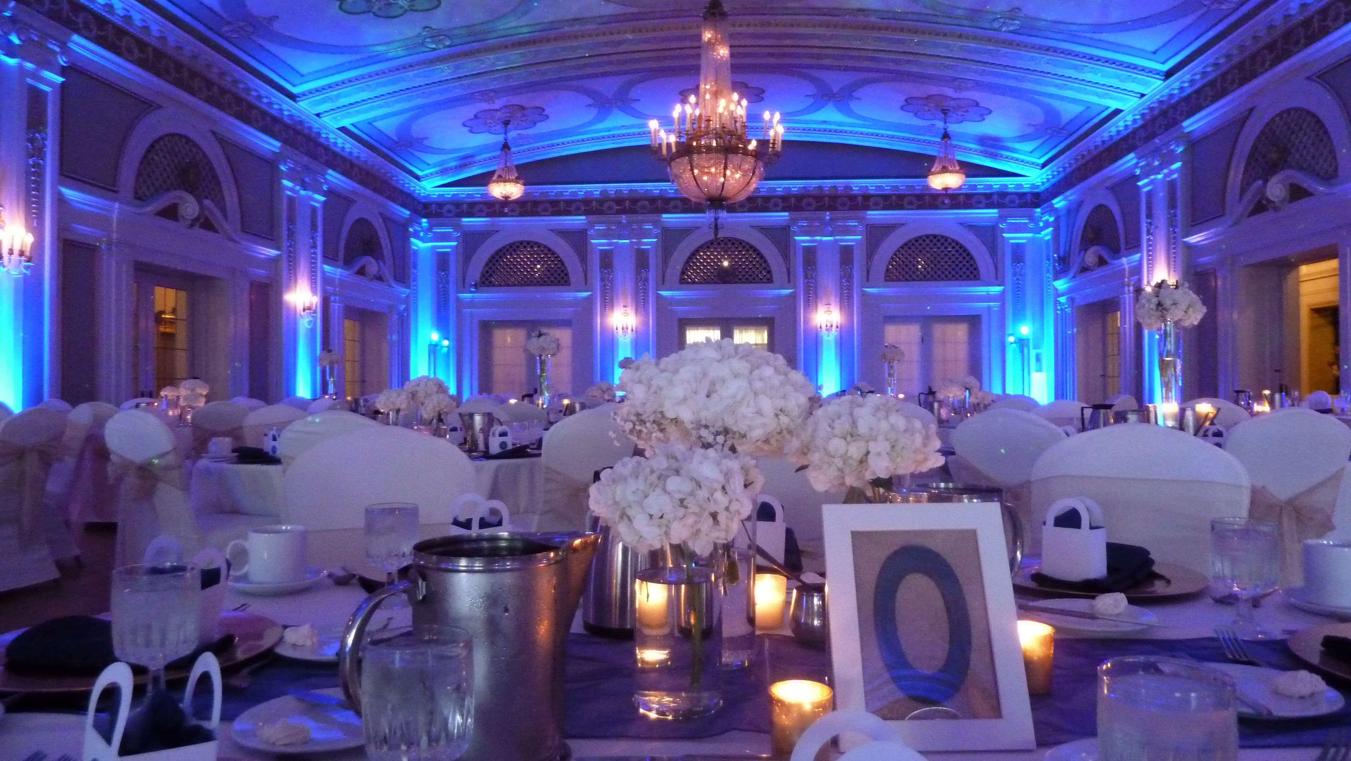 Greysolon Ballroom wedding. Up lighting in blue.