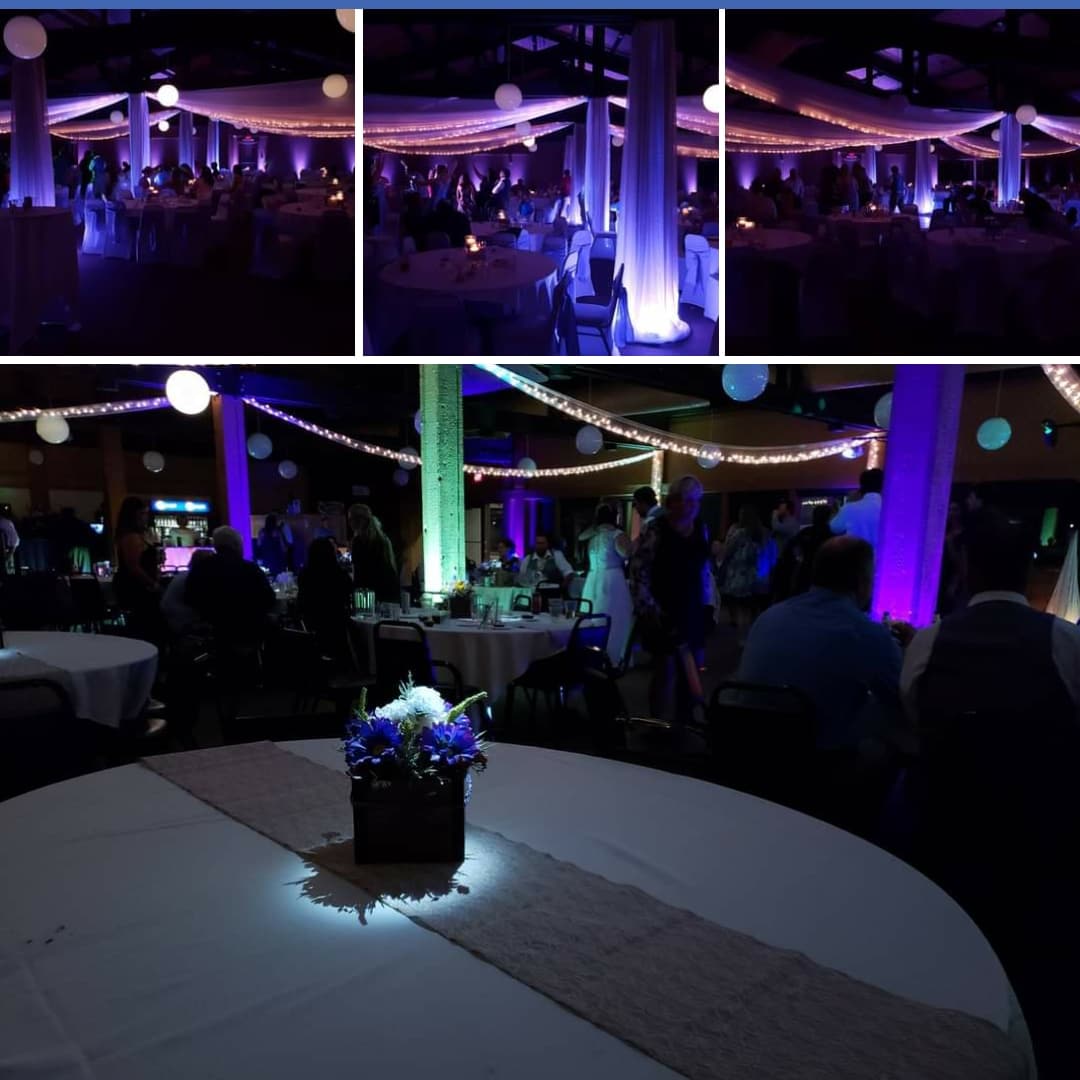 Wedding lighting at Spirit Mountain by Duluth Event Lighting.