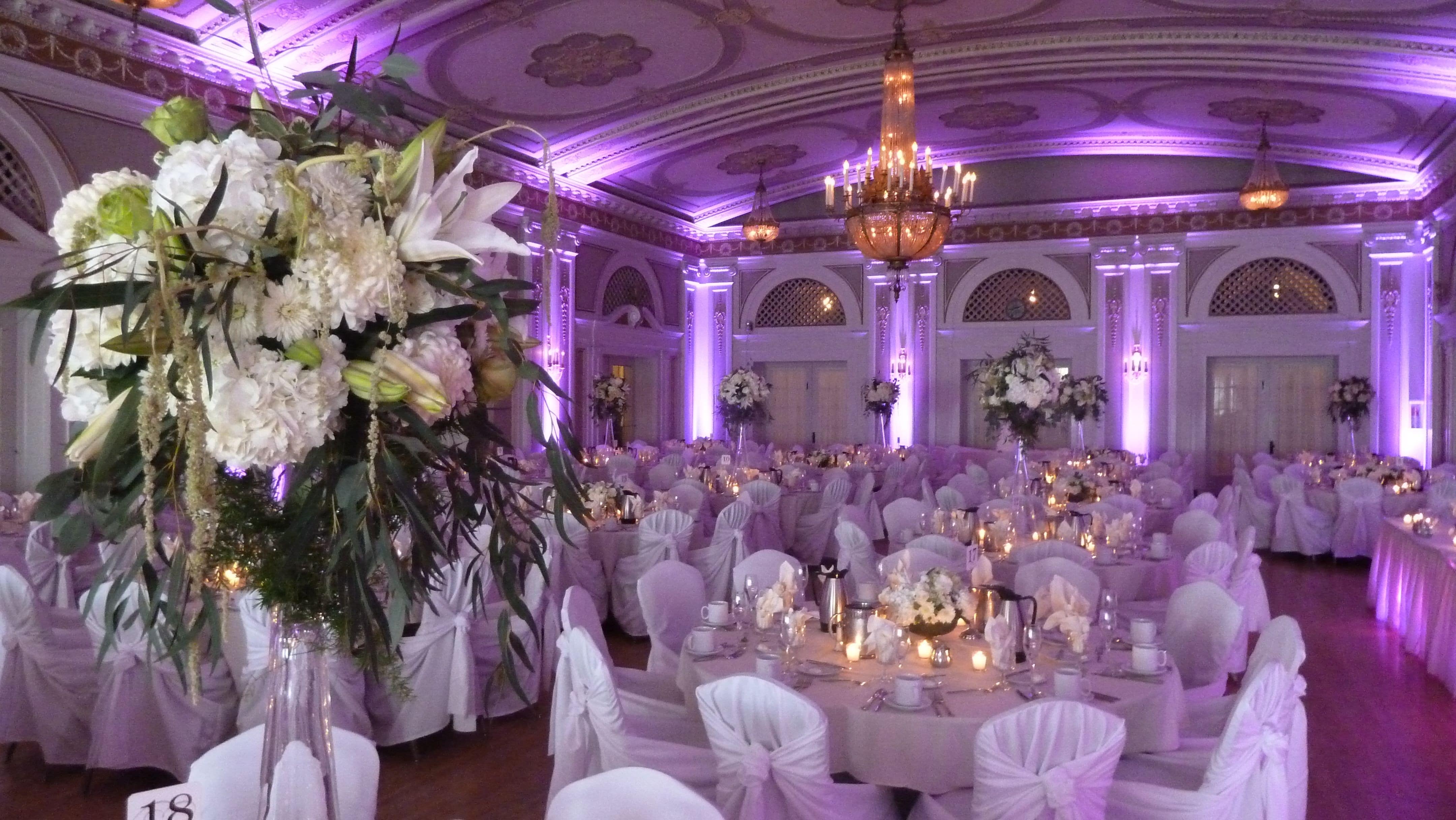Greysolon Ballroom Wedding. Up lighting in lavender.
