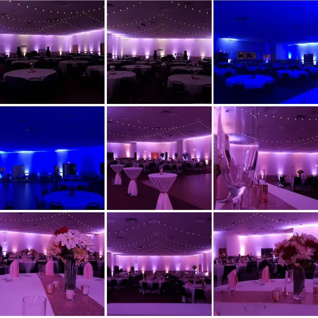 Wedding lighting at the AAD Shrine by Duluth Event Lighting