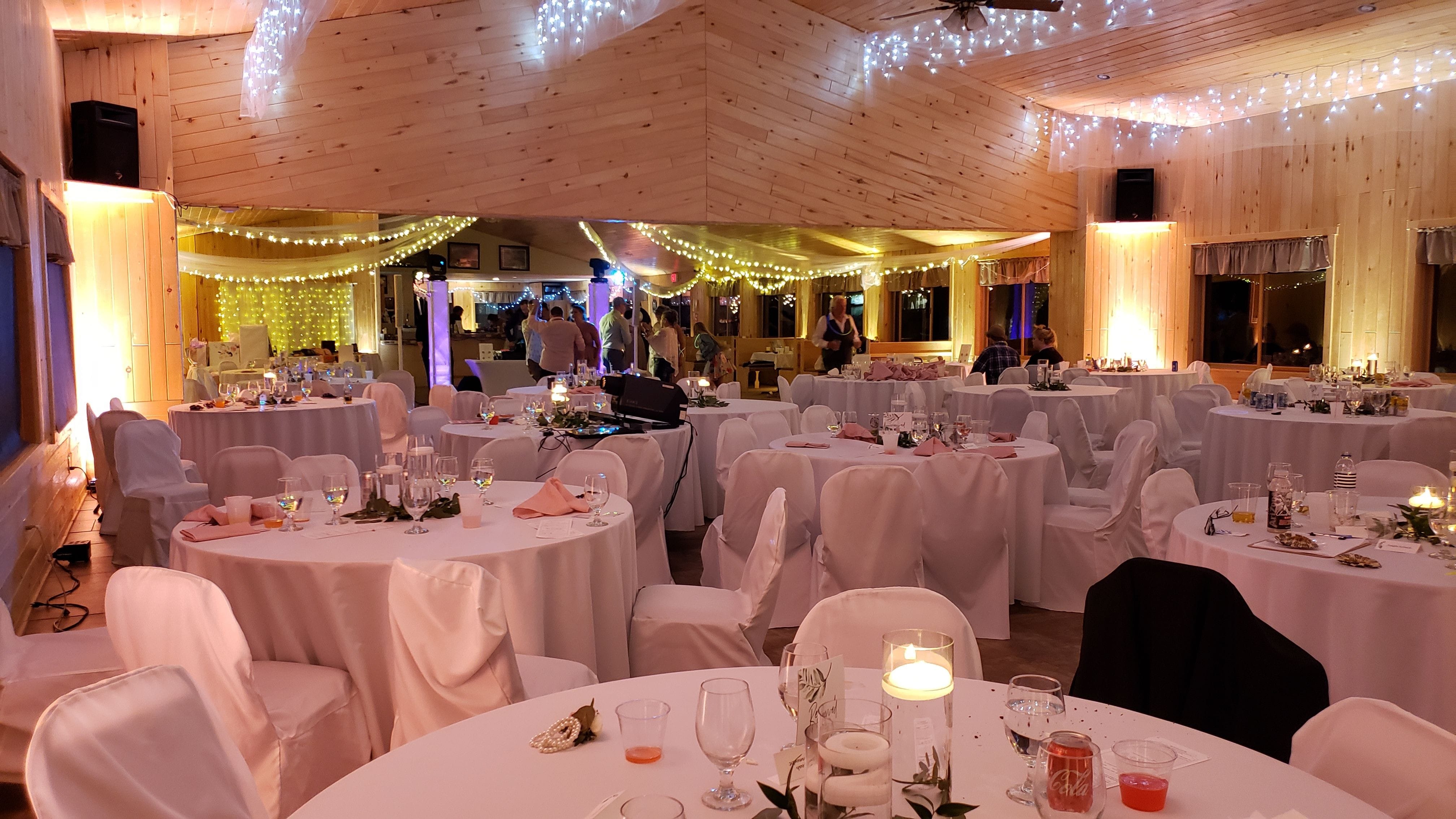 Wedding lighting at the Northern Pines Golf Center in Iron River, WI. lighting by Duluth Event Lighting