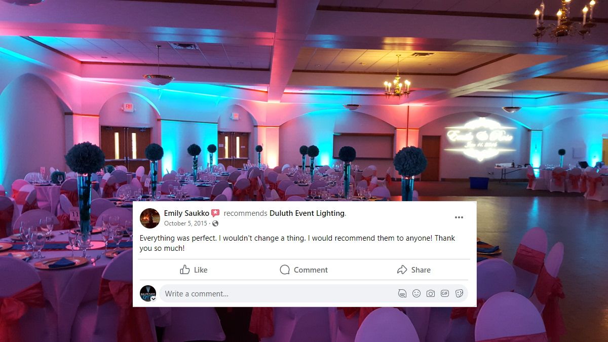 Teal and coral wedding lighting