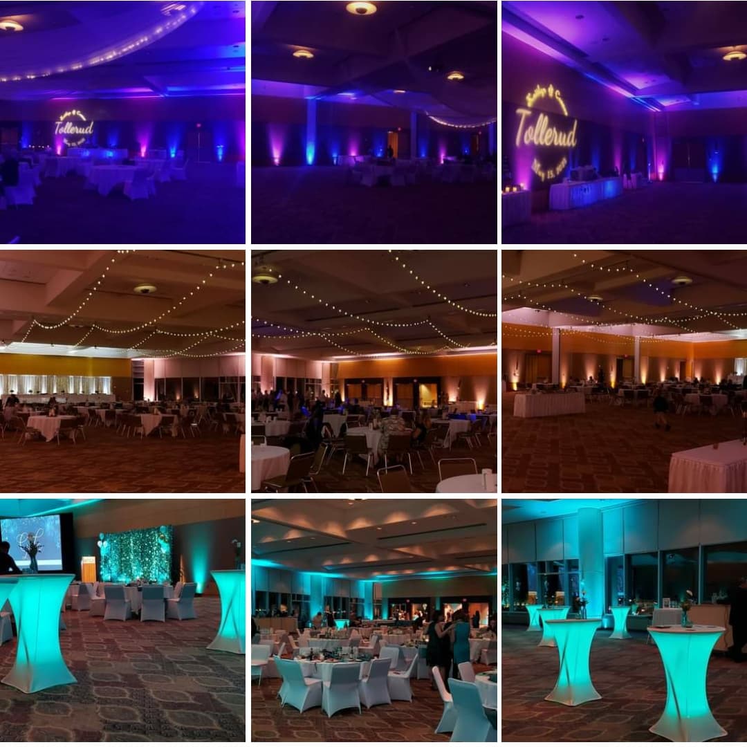 Harbor Side Ballroom wedding lighting at the DECC by Duluth Event Lighting.