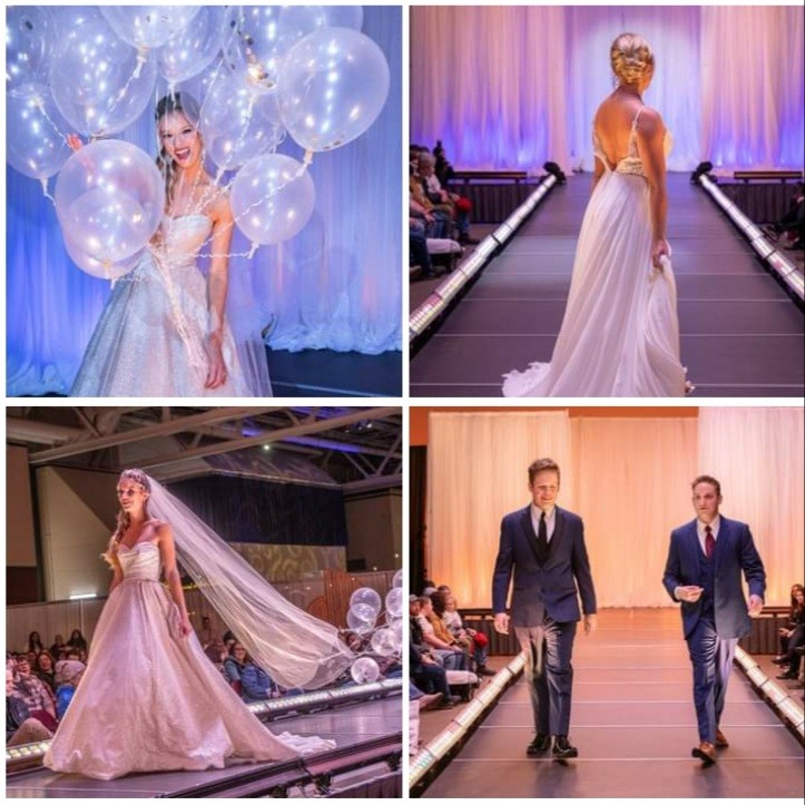 Fashion Show at the 2022 Duluth Wedding Show. runway lighting by Duluth Event Lighting.