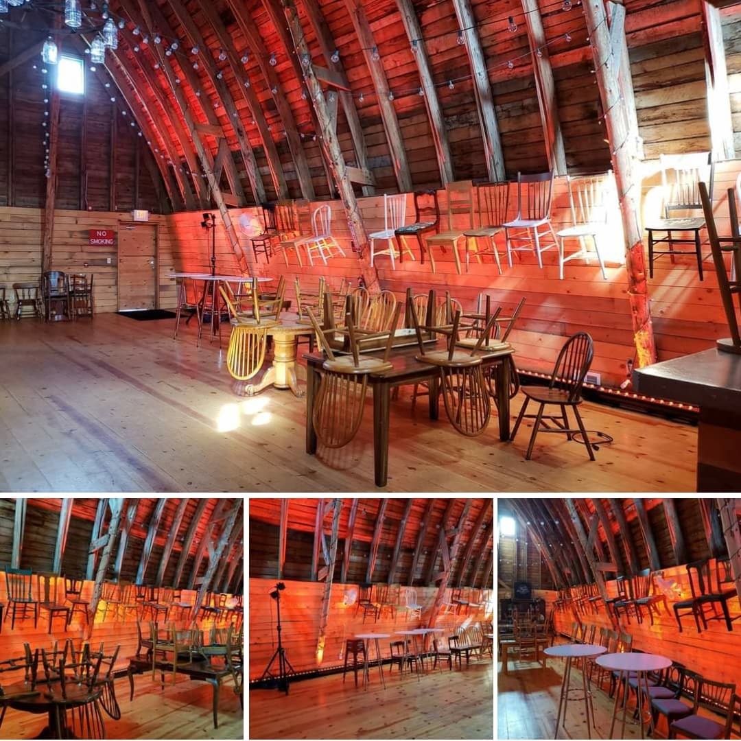 Wedding lighting at the Brule River Barn by Duluth Event Lighting.