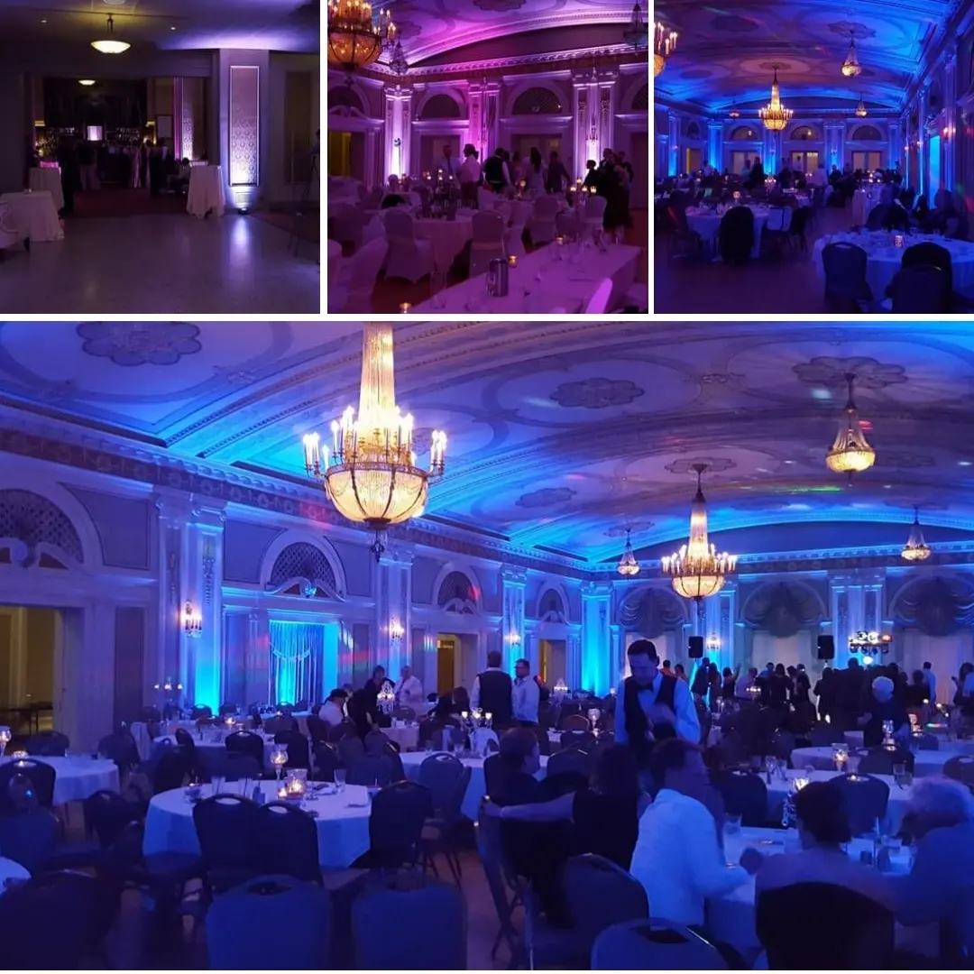 Event lighting by Duluth Event Lighting. Greysolon Ballroom wedding lighting.