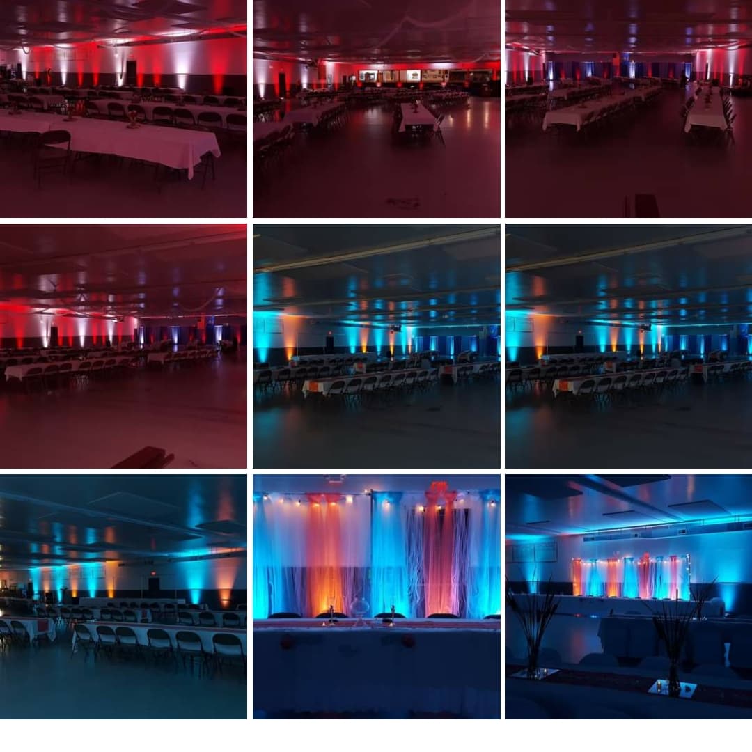 Wedding lighting at the Superior Curling Club by Duluth Event Lighting.