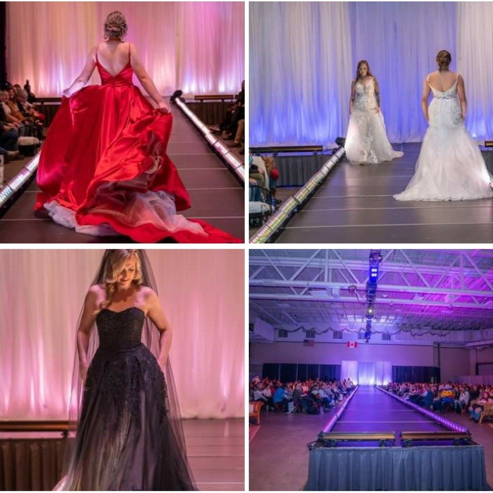 Runway lighting by Duluth Event Lighting for the 2022 Duluth Wedding Show Fashion Show