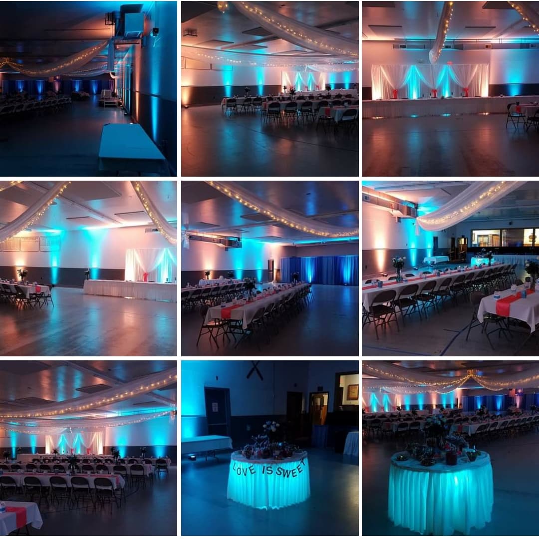 A Superior Curling Club wedding in teal and coral.