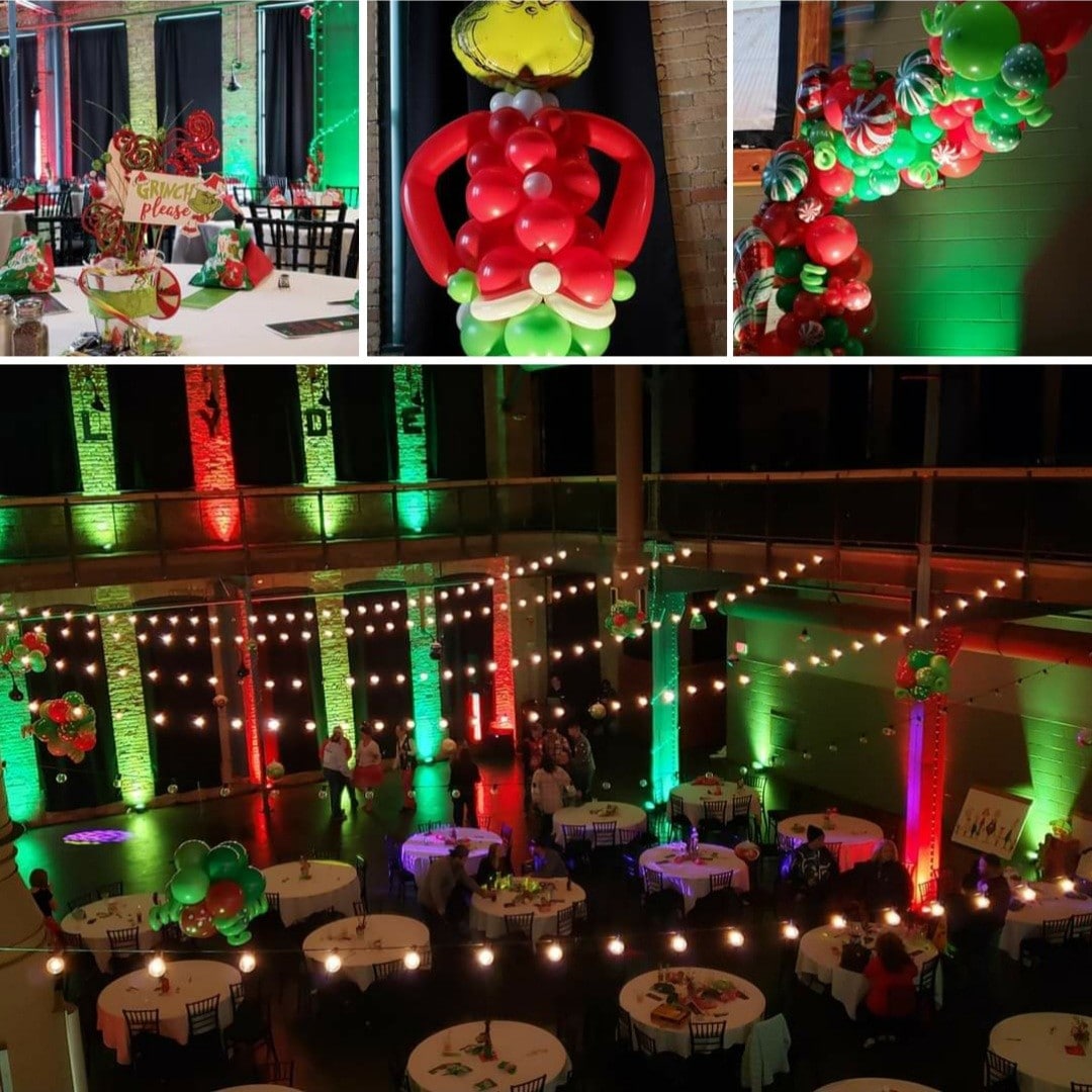 Grinch themed party at Clyde Iron Works