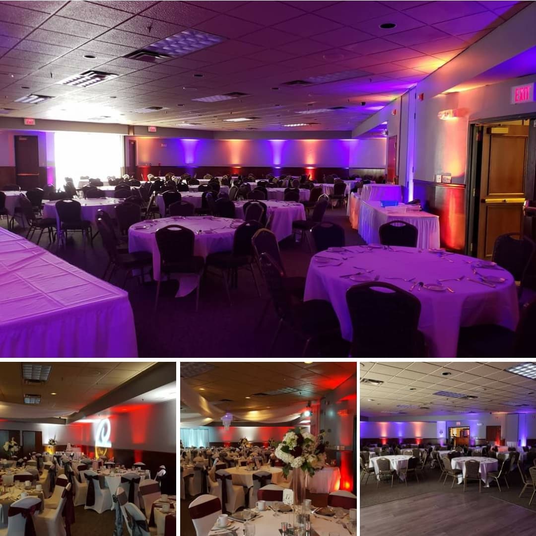Up lighting at the Blackwoods Proctor Event Center by Duluth Event Lighting.