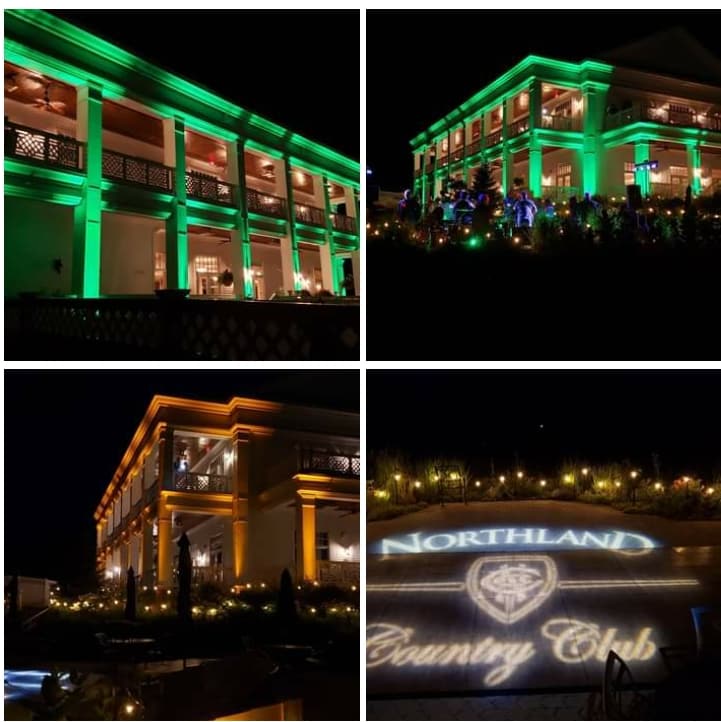 Northland Country Club lit outdoors by Duluth Event Lighting.
