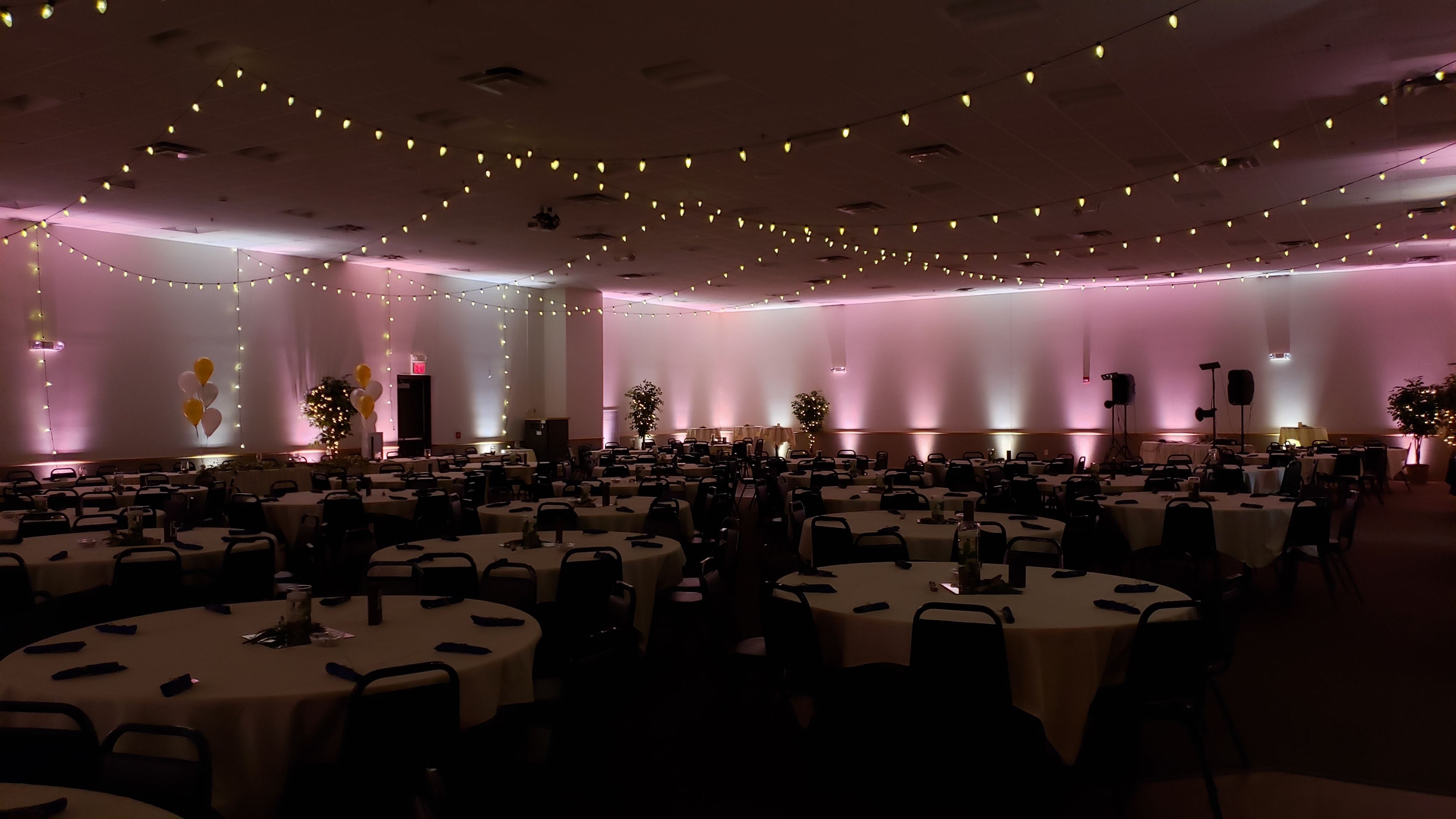 Wedding lighting at the AAD Shrine by Duluth Event lighting