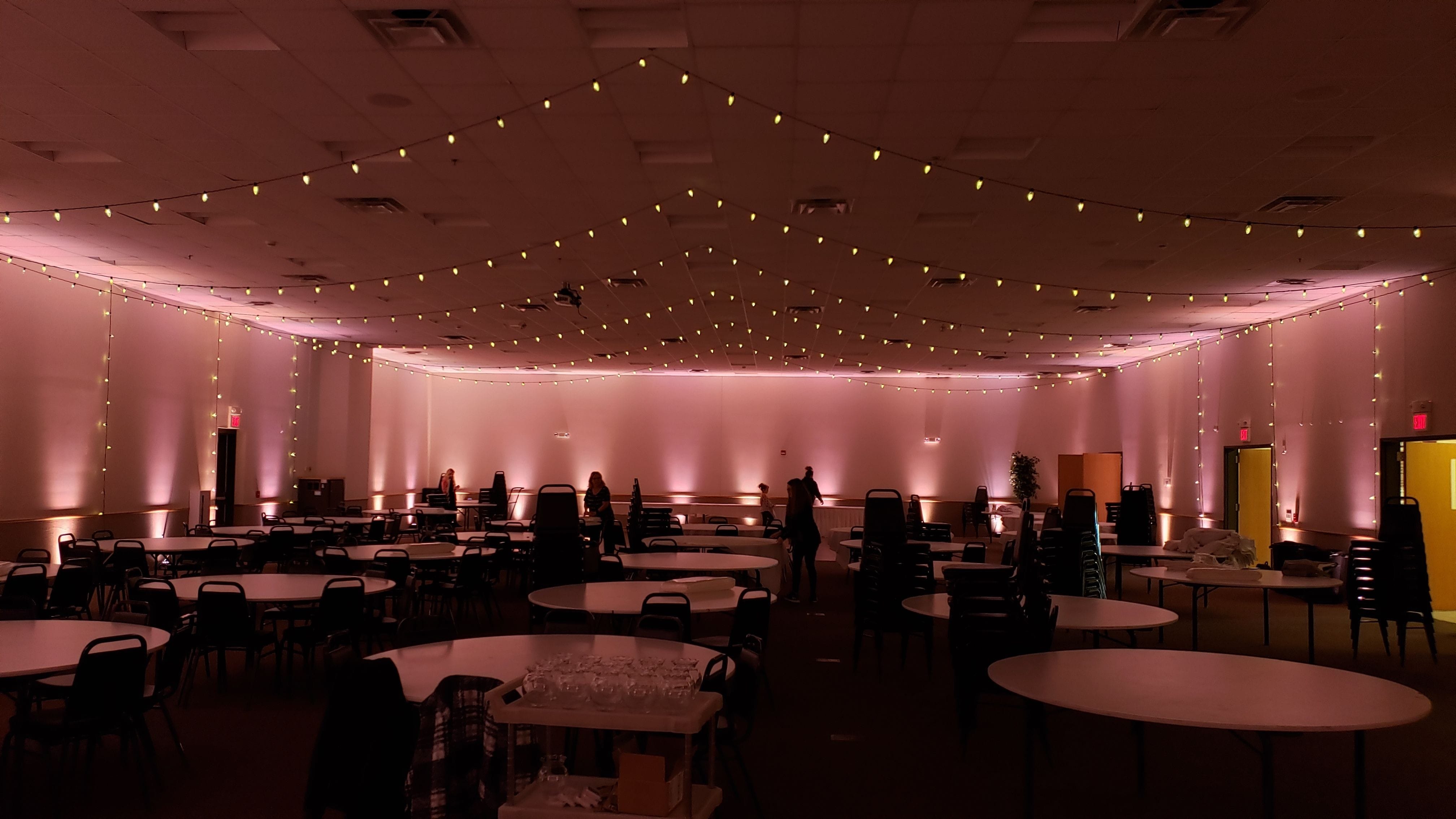 Wedding lighting at the AAD Shrine by Duluth Event lighting