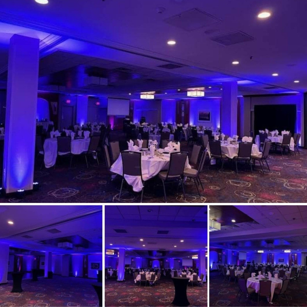 Duluth downtown Holiday Inn, Great Lakes Ballroom wedding lighting by Duluth Event Lighting