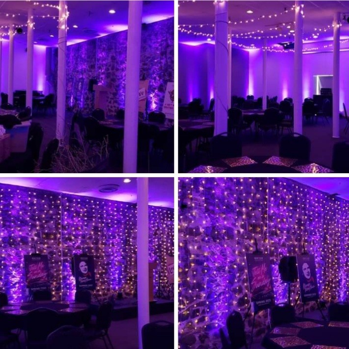 The Agust Fitger's room wedding lighting.