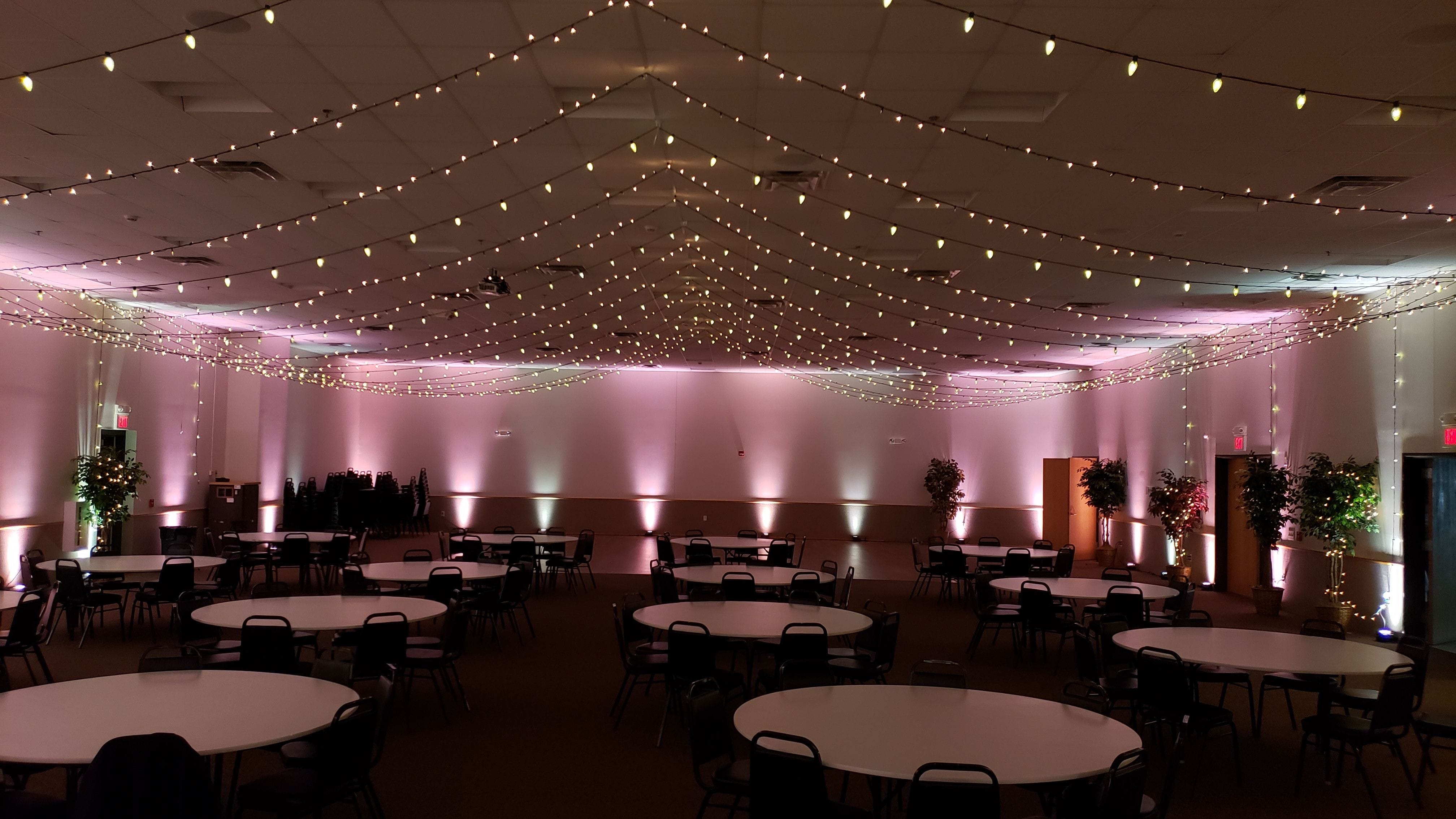 Wedding lighting at the AAD Shrine by Duluth Event lighting with triple thick bistro