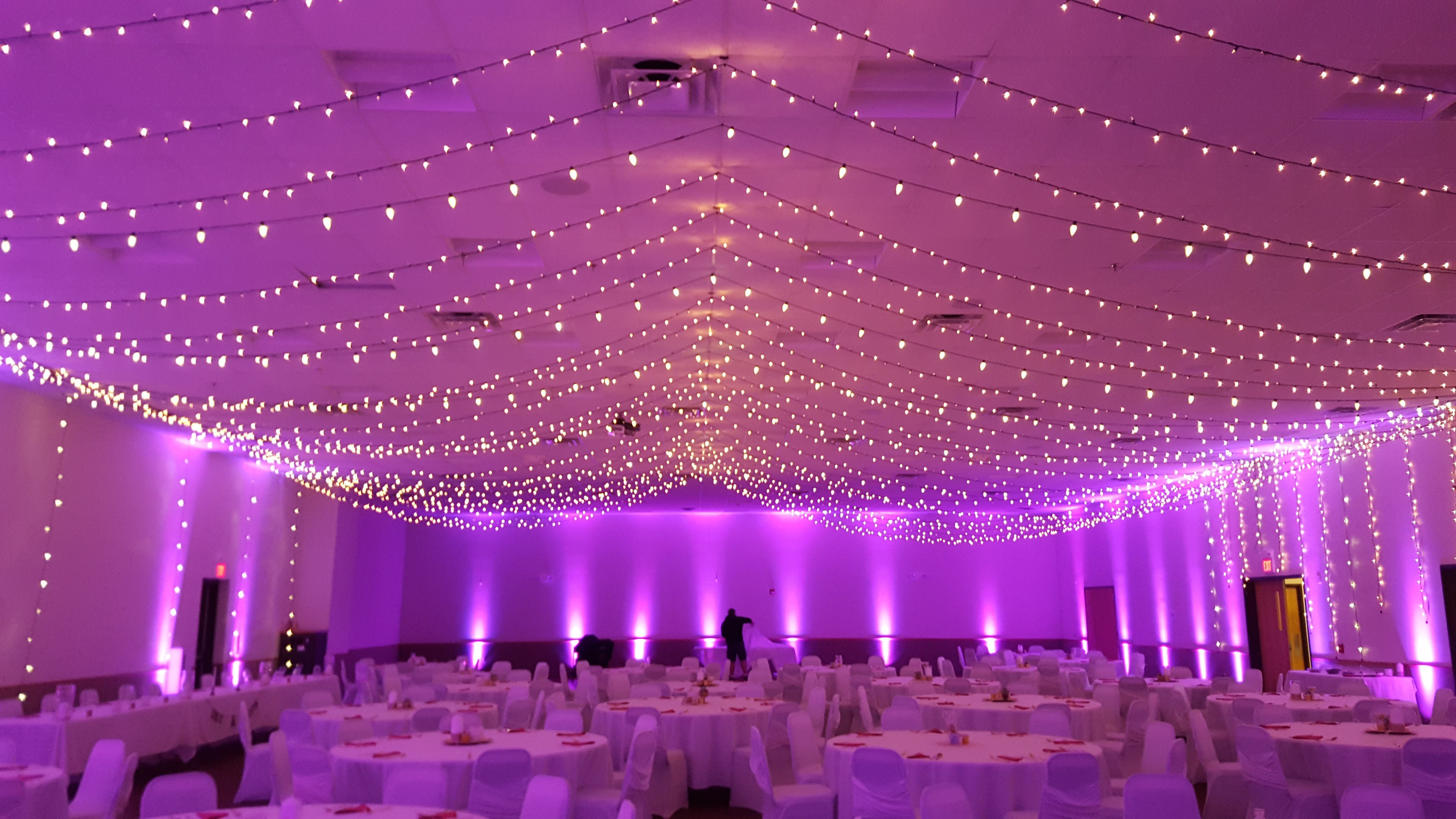 The AAD Shrine with a ceiling covered in bistro provided by Duluth Event Lighting.