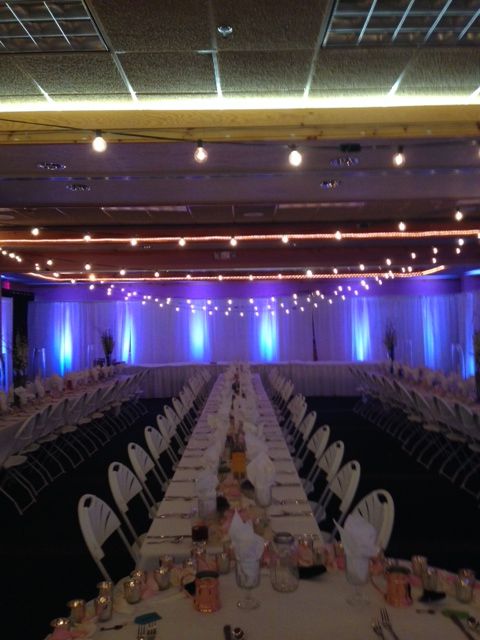 Superior Shores Resort.
Wedding lighting in blue.
