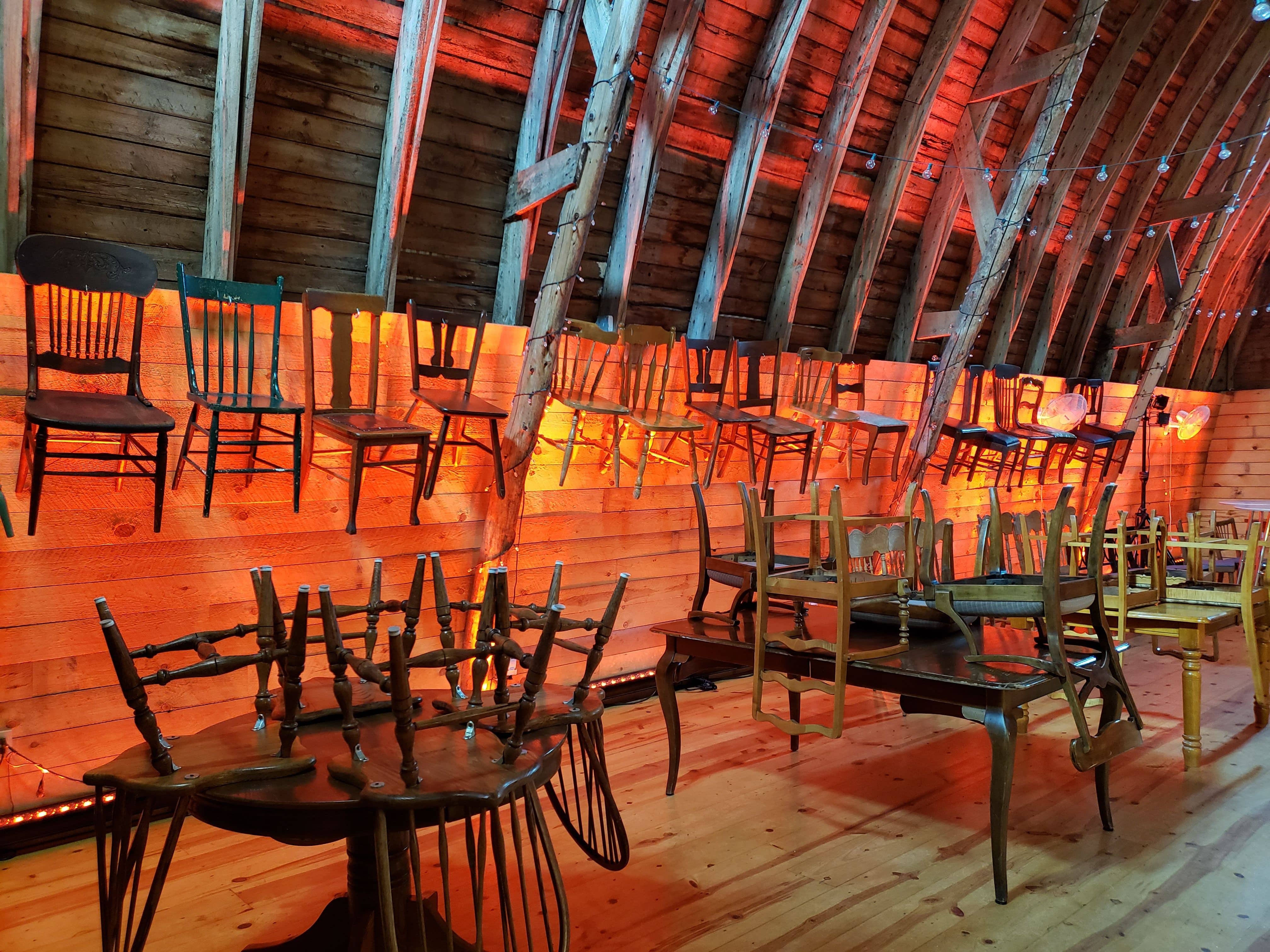 Red lighting in the Brule River Barn.