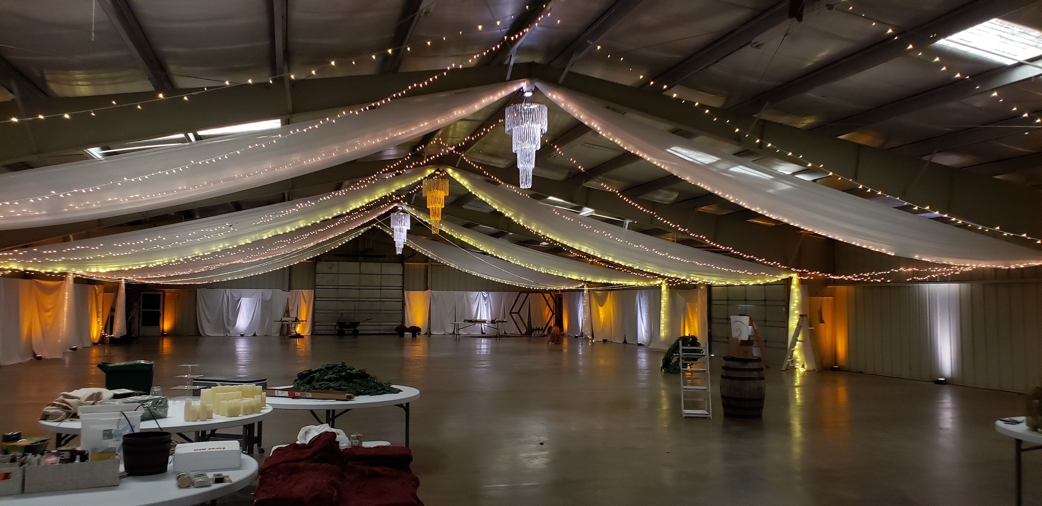 Wedding lighting at the Lake County Fair Grounds in Two Harbors.